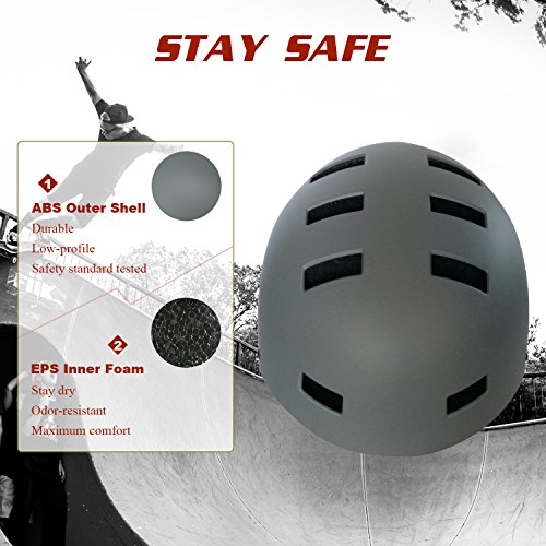 Multi Sports Bike Skateboard Helmet- Vihir Classic Adult and Kids Adjustable Dial Helmet, Dark Gray, M