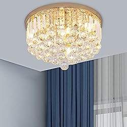 Gopmmy Mini Crystal Chandelier Ceiling Light,Flush