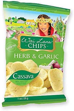 Wai Lana Cassava Chips | Herb &amp; Garlic, Gluten-Free, Vegan, 1 Ounce (Pack of 40 Single Serve Chips)
