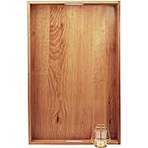 MAGIGO 28 x 18 Inches Extra Large Rectangle Cherry Wood Ottoman Tray with Handles, Serve Tea, Coffee or Breakfast in Bed, Classic Wooden Decorative Serving Tray