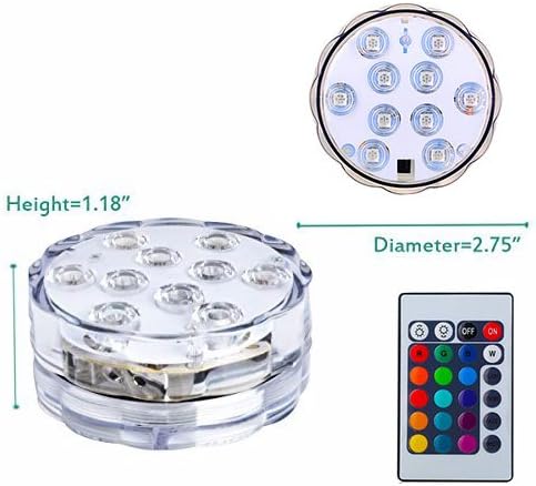 Fountain Submersible Underwater LED Waterproof Light with Multi Color Remote Control for Bath, Hot Tub, Pond, Aquarium,Fountain, Vase Base, Wedding, Christmas, Party-with Thirteen Light Modes (2)