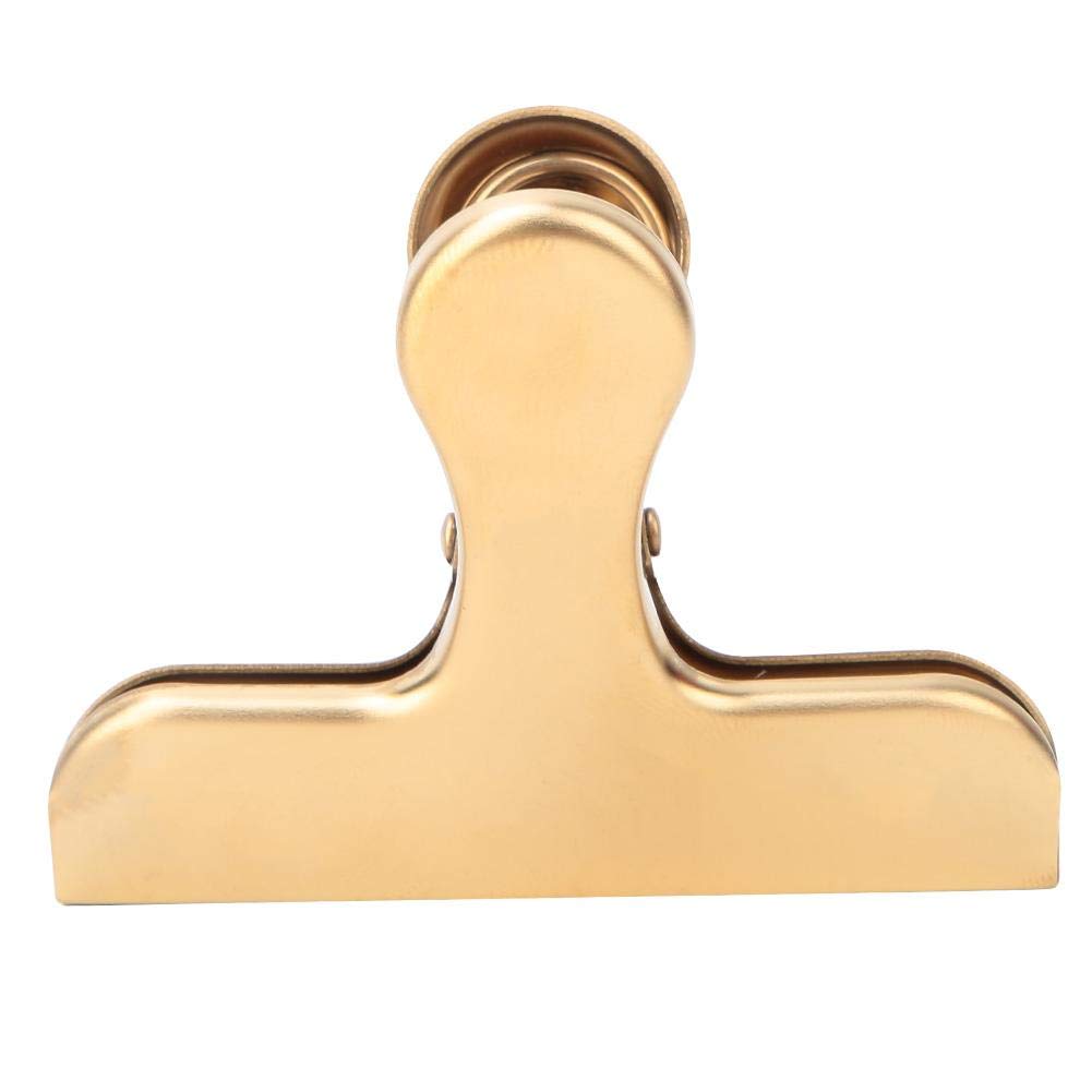 Metal Bulldog Clips, Vintage Retro Style Stainless Steel Paper Hinge Clips Sealing Clips Home and Office Accessory, Gold(Bulldog Clips)