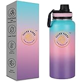 Value Vibes 32 oz Stainless Steel Water Bottle – Vacuum Insulated Double-Wall Sports Flask – Spill-Resistant Lid – Hot & Cold Drinks – Durable Non-Slip Matte Finish