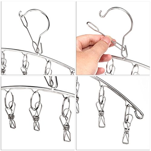KEREITH 3Pack Sock Dryer Hanger Laundry Drying Rack Indoor Outdoor Drip Hanger with 10 Pegs Drying Towels, Diapers, Baby Clothes,Underwear, Glves,Delicate Bras(3pack laundry pegs)