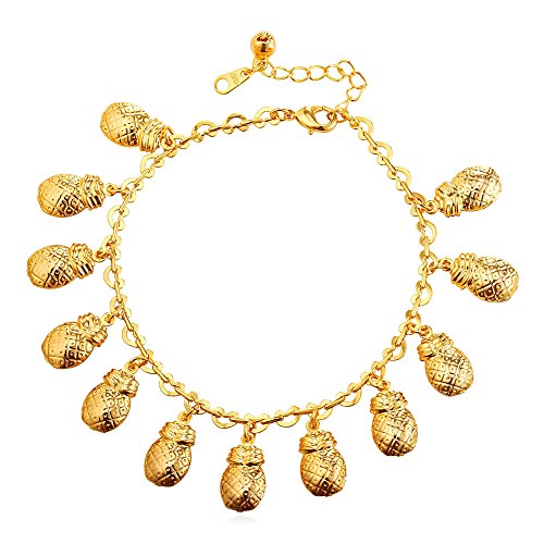 Fashion foot jewelry 18k gold pineapple charm link chain bracelet…