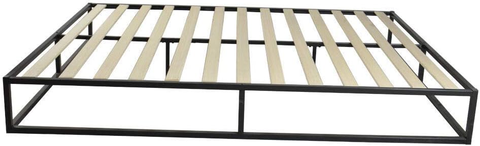 Best Full Size Black Pu Leather Button Tufted Upholstered Platform Metal Bed Frame