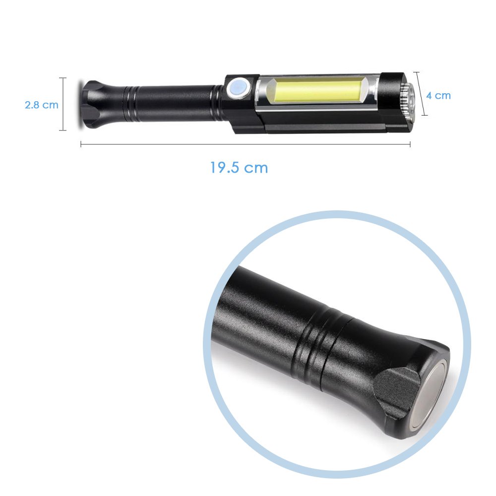 LED Arbeitsleuchte Werkstattlampe Inspektionsleuchten COB LED Taschenlampe mit Magnetfuß Magnet Teleskopstange 3 Leucht-Modi MEHRWEG