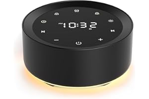 KIPCUSH White Noise Sound Machine Alarm Clock 7 Colors Night Light Sound Machine for Adult/Baby 20 Soothing Sounds 31 Level Volume 6 Level Screen Brightness 5 Timer Set Memory Function Touch Control