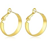 ToHeart 14k Gold Hoop Earrings for Womens Rectangle Hoop Earrings Gold Plated Small Hoops