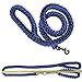 Olivery Heavy Duty Dog Martingale Braided Collar with Solid Hand Crafted Leash (Blue, Large)