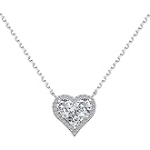 PAENENPH Bezel-Set Moissanite Necklace in 14K Gold,Dainty Heart Shape Moissanite Pendant Necklace,Memorable Jewelry Gift