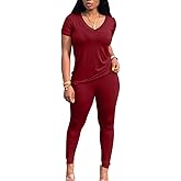 Lounge Sets for Women 2 Piece Summer Casual Jogger Workout Outfits Short Tops Long Pant Sweat suit leggings set