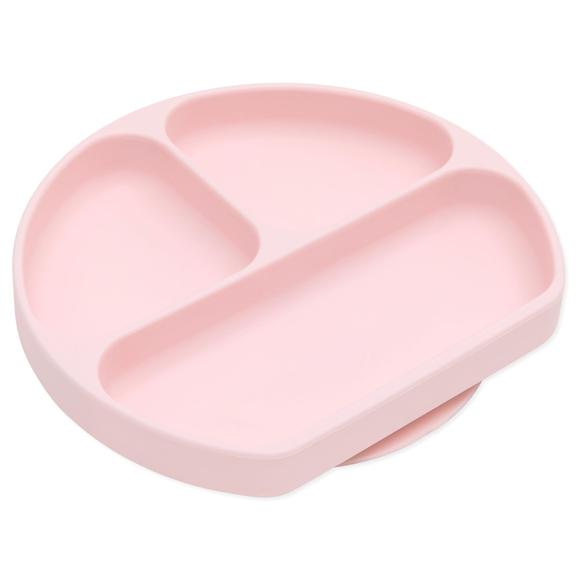 Bumkins Grip Dish, Suction Plate, Divided Baby-Led Weaning Plate, BPA Free, Microwave/Dishwasher/Freezer Safe, 100% Silicone, Pink