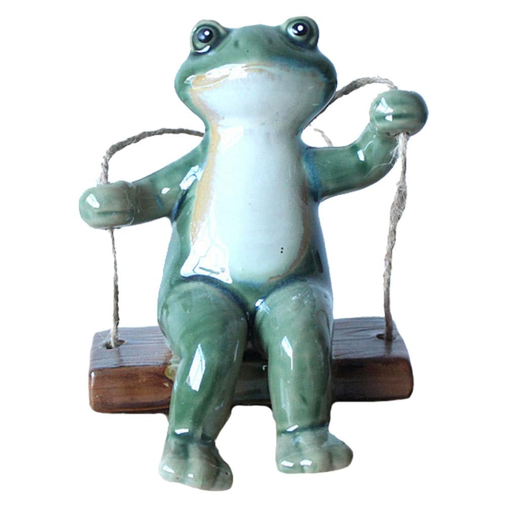 BESPORTBLE Swing Frog Statue, Miniature Frog Figurines Mini Frog Hanging Frog Sculptures Creative Garden Statue Cute Frog Figurines for Garden Home Art Crafs