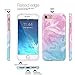 JAHOLAN Pink Blue Marble Design Clear Bumper Glossy TPU Soft Rubber Silicone Cover Phone Case Compatible with iPhone 7 iPhone 8