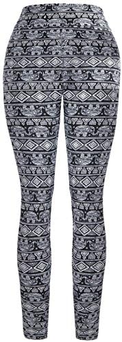 Aenlley Women's High Waist Printed Spandex Leggings - Ultra Soft Workout Legging Color Size One Size