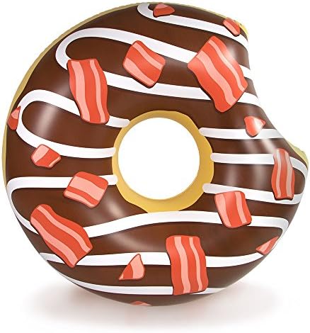 Sol Coastal 4-Foot Jumbo Sweet Maple Bacon Donut Swimming Pool Float, Inflatable Water Raft