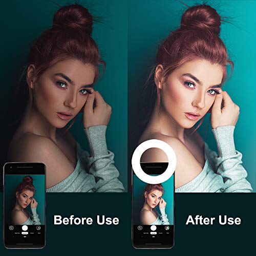 Ytaland (2020 Upgraded New) Selfie Ring Light, 3 Lighting Modes Rechargeable Clip on Selfie Fill Light, Adjustable Brightness Clip on Phone Camera Light for Makeup Video, for iPhone, Android (White)