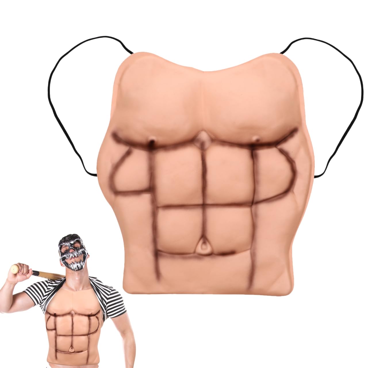 Sosoport Fake Muscle Chest Pad Men Muscle Costume Abs Fancy Dress Halloween Cosplay Prop for Parties and Themed Events