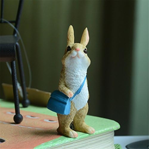 Heliyan Resin Miniature Animal Resin Figurines Home Desktop Balcony Fairy Garden Boutique Reading Bunny Squirrel Hedgehog Pig Statue Decor