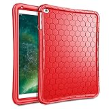 Fintie iPad 9.7 2018 2017 / iPad Air 2 / iPad Air Case - [Honey Comb Series] Light Weight Anti Slip Kids Friendly Shock Proof Silicone Protective Cover for iPad 6th / 5th Gen, iPad Air 1 2, Red