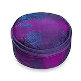 Red Blossom Travel Jewelry Case - Silk Jacquard (Violet),4.5 x 1.5 inches