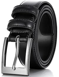 Marinoâ€™s Men Genuine Leather Dress Belt with Single Prong Buckle - Black - 36