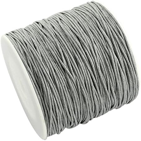 Beadthoven 1 Roll 1mm Waxed Cotton Thread Beading Cord for Jewelry Making Leather Sewing Crafting Macrame Supplies 100 Yards per Roll Spool (Light Gray)