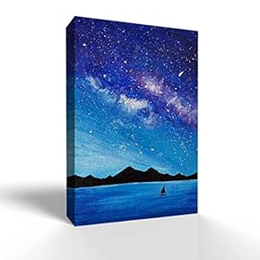 Canvas Wall Art for Living Room,Bedroom Home Artwork Paintings Quiet Starry Night Ready to Hang - 12x18 inches