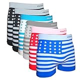 Mens Nylon Stretchable Seamless Boxer Briefs Underwear 6-Pack, M/L (Americana1-6Pack)