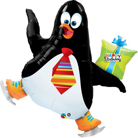 "Happy Birthday" Skating Penguin Gift 41" Balloon Mylar