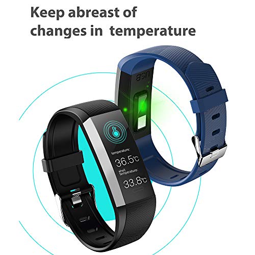gdfh Fitness Tracker with Body Temperature Heart Rate Sleep Monitor, IP67 Waterproof Smart Fitness Watch with Step Counter Call Message for Women Men Kids