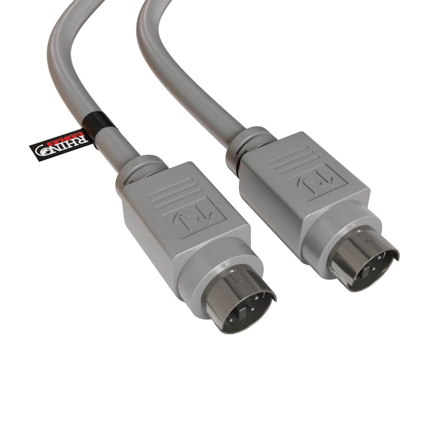 rhinocables - PS/2 Male to Male Data Cable | Durable Moulded Design | Optimal Signal Transmission | Plug-and-Play for PS2 Devices | Versatile Compatibility, Grey, 2m