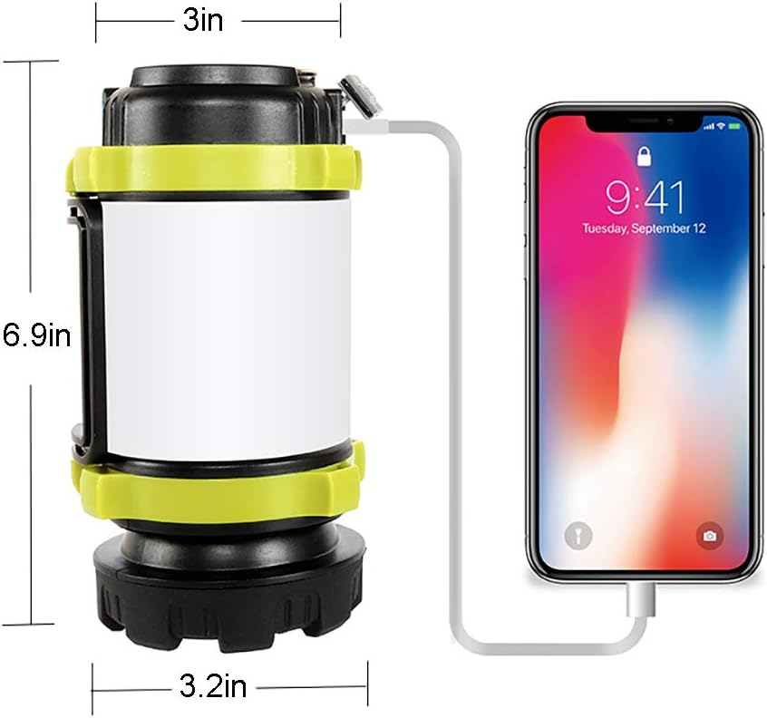 AlpsWolf Camping Lantern Rechargeable Camping Flashlight 4000mAh Power Bank,6 Modes, IPX4 Waterproof, Led Lantern Camping, Hiking, Outdoor Recreations, USB Charging Cable Included: Sports & Outdoors