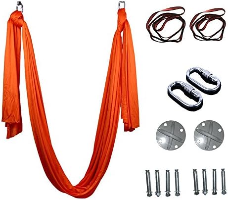 Egojin Elastic 5 meters 2016 Aerial Yoga Hammock Swing Latest Multifunction Anti-gravity Yoga belts for yoga training Yoga for sporting (orange)