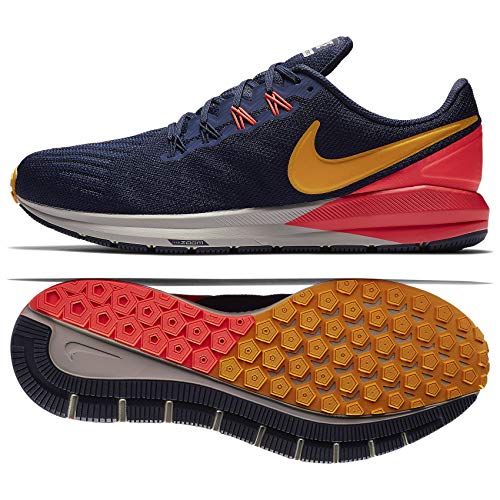 Nike Men's Air Zoom Structure 22 Running Shoe (10 M US, Blackened Blue/Orange Peel)