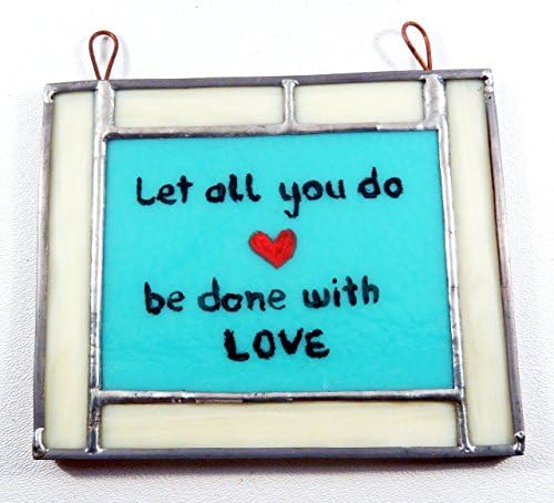 Reinforcing Words, enameled onto glass, small glass panel, suncatcher