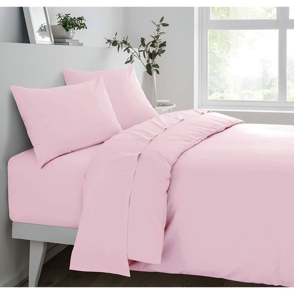 Sleepdown Polycotton Fitted Sheet Soft Pink, Single