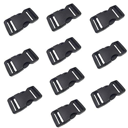 DGQ Quick Side Release Buckles 1" Wide 10 Packs Dual Adjustable No Sewing Clips Snaps Heavy Duty Plastic Replacement for Nylon Strap Backpack Fanny Pack Nylon Webbing Belt Dog Collars