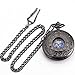 Pocket Watch Antique Dragon Mechanical Skeleton SIBOSUN Bronze Double Cover with Chain