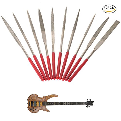 ALLCACA Guitar Fret File Set Stainless Steel Guitar Saddle Slot Grinding Files Luthier Repair Tool for Guitar Nut, Fret, Bridge, Saddle and Pickguard, Set of 10, Red - Thumbnail 7