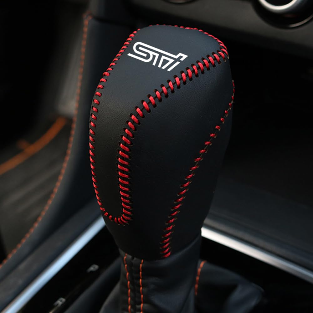 XIKER スバル レヴォーグ VN系 フォレスター SK系 レガシィアウトバック BT系 インプレッサG4 GK系 インプレッサスポーツ GT系 専用 ギアシフトノブ カバー シフトレバー レザー セレクトレバーヘッド保護カバー 傷 汚れ防止 被せるだけパーツ 内装 カスタム パーツ ドレスアップ （ブラック＆レッドステッチ） の商品画像