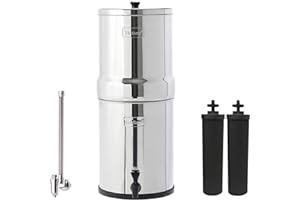 Royal Berkey Gravity-Fed Water Filter System with 2 Black Berkey Elements Plus Deluxe 10" Stainless Steel Berkey Water View Spigot