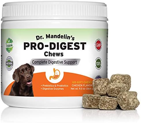Dog Probiotics & Digestive Supplement by NewLeaf- Natural Treats for Relief and Treatment of Diarrhea - Scooting - Sensitive Stomach - Gas - Constipation in Dogs -120 Tasty Soft Chews -Made in the USA