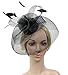 Urban CoCo Women's Elegant Flower Feather and Veil Fascinator Cocktail Party Hair Clip Hat (Black)