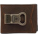 ARIAT Shield Bottle Opener Money Clip Bifold Wallet Brown Rowdy One Size