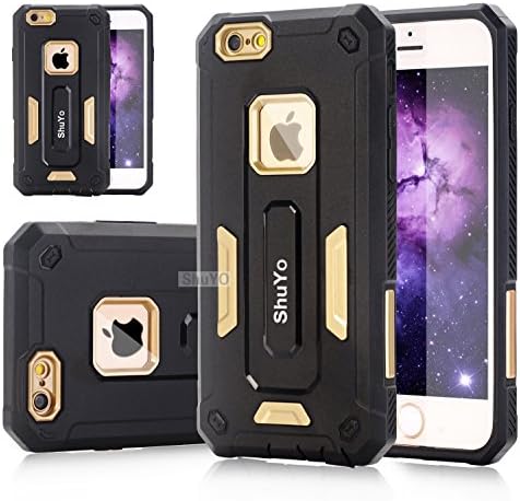 iPhone 6S Case, ShuYo [Jazz Series] Hard Plastic Shell with Soft Rubber Heavy Duty Dual Layer Hybrid Armor Defender Bumper Shockproof Cover For iPhone 6 / 6S (4.7 inch) - Golden