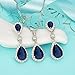 EleQueen 925 Sterling Silver Full Cubic Zirconia Teardrop Bridal Pendant Necklace Dangle Earrings Set