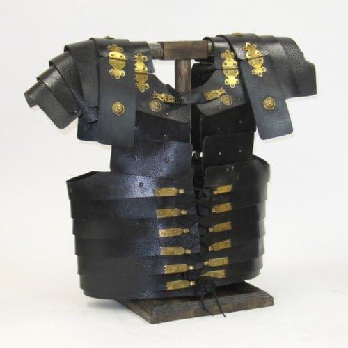 NauticalMartIR807621 - Leather Lorica Segmentata Medieval Roman Chest Armor Segmental Knight Armor Wearable Jacket Halloween Renaissance Faire Theatrical Costume - Black
