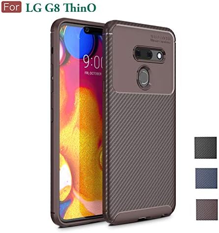 Wellci LG G8 ThinQ Case, LG G8 Case, Anti Fingerprint Slim Fit Carbon Fiber Design Scratch Resistant Phone Case for LG G8 ThinQ/LG G8 /LG G8s ThinQ (Burgundy)